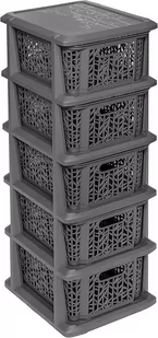 BRANQ - Regał łazienkowy Bamboo - 5x kosze - komoda - antracytowy - Meble łazienkowe - miniaturka - grafika 1