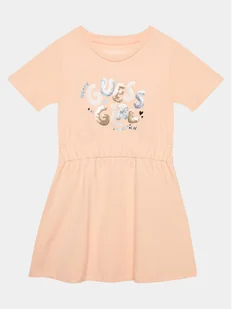 Guess Sukienka codzienna K4GK07 KAE23 Koralowy Regular Fit - Sukienki i spódniczki dla dziewczynek - miniaturka - grafika 1
