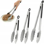 Masażery - Szczypce kuchenne stalowe silikonowe metalowe łapki 3 szt zestaw do grilla - miniaturka - grafika 1