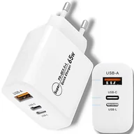 Ładowarki do telefonów - MOCNA ŁADOWARKA SIECIOWA 65W USB / USB-C / USB-L WTYCZKA KOSTKA SZYBKA FAST CHARGE - miniaturka - grafika 1
