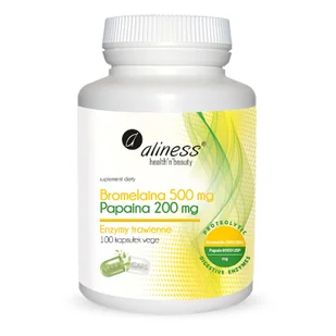 aliness Bromelaina 500mg, Papina 200 mg 100 kapsułek 5903242580031 - Suplementy diety - miniaturka - grafika 1