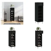 Szafki na buty - vidaXL Szafka na buty czarna 30x35x105 cm Materiał drewnopochodny - Szafka na buty - Szafki na buty - Przechowywanie butów - Organizer na buty - miniaturka - grafika 1