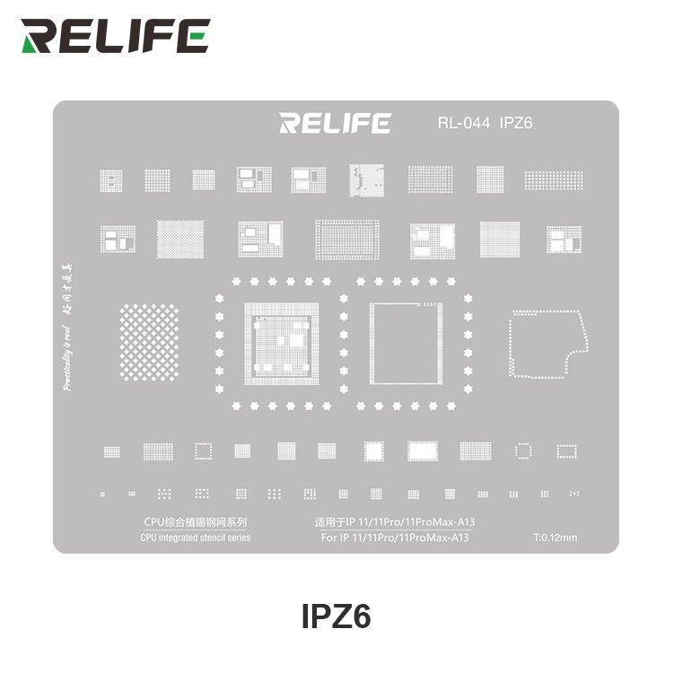 RELIFE RL-044 IPZ6 szablon / sito / matryca do naprawy układów IC BGA IPhone 11 / 11 Pro / 11 Pro Max