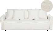Sofy i kanapy - BELIANI Sofa rozkładana biała 3-osobowa boucle z pojemnikiem funkcja spania rozkładana styl nowoczesny minimalistyczny do salonu do sypialni - miniaturka - grafika 1
