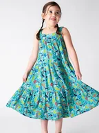 Sukienki - Frugi Sukienka w kolorze turkusowym ze wzorem - miniaturka - grafika 1