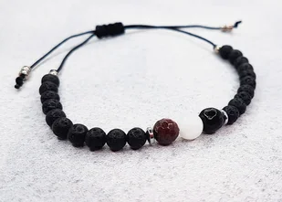 Męska bransoletka ZNAK ZODIAKU KOZIOROŻEC. Granat, kamień księżycowy, onyks - Bransolety męskie - miniaturka - grafika 1