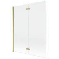 Parawany nawannowe - Mexen Mist parawan nawannowy 2-skrzydłowy lewy 140 x 150 cm, transparent, złoty szczotkowany - 8A9-140-002-55-00-L - miniaturka - grafika 1
