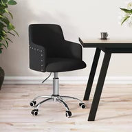 Krzesła - shumee shumee Obrotowe krzesło stołowe czarne tapicerowane tkaniną - miniaturka - grafika 1