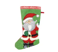 Ozdoby bożonarodzeniowe - Skarpeta zielona Święty Mikołaj 45cm - miniaturka - grafika 1