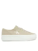Trampki damskie - Calvin Klein Jeans Tenisówki Vulc Flatform Low Cv Mg YW0YW01763 Beżowy - miniaturka - grafika 1