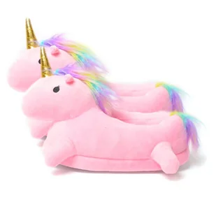 Kapcie Unicorn Jednorożec Pluszowe Różowy - Kapcie damskie - miniaturka - grafika 1