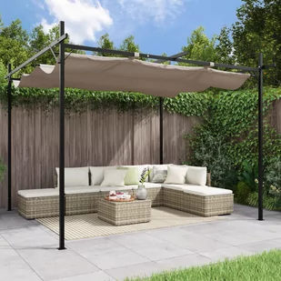 vidaXL Pergola ze zwijanym dachem, taupe, 295x292x230 cm - Altany ogrodowe - miniaturka - grafika 1