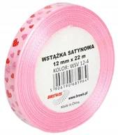Pasmanteria - BREWIS Wstążka satynowa 12mmx22m serca różowa Brewis 4 - miniaturka - grafika 1
