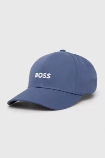 Czapki męskie - BOSS czapka z daszkiem bawełniana kolor fioletowy z aplikacją - Boss - grafika 1