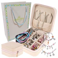 Biżuteria dla dzieci - Zestaw Diy Bransoletki Naszyjniki Koraliki Charmsy Szkatułka Na Biżuterię - miniaturka - grafika 1