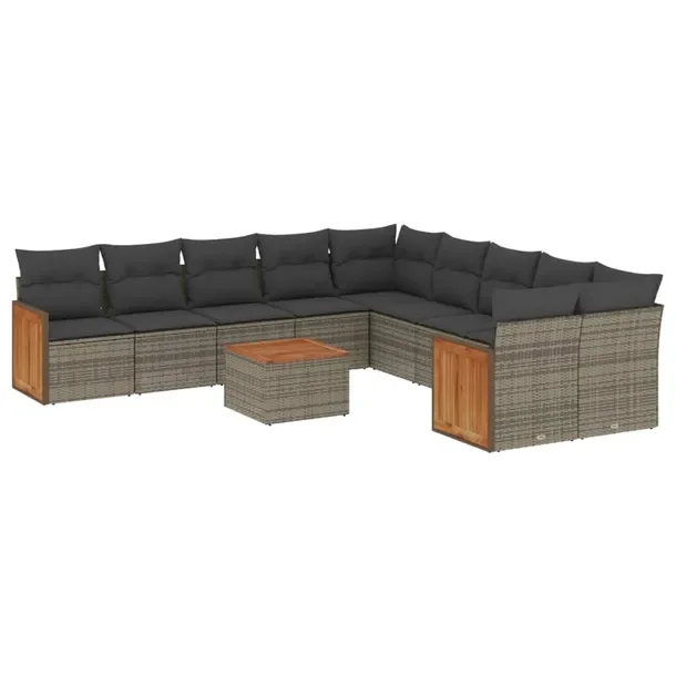 Zestaw mebli ogrodowych szary, rattan PE, wymiary: 62x62x69 cm, 55x62x69 cm