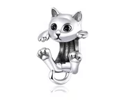 Charmsy - Pandora Valerio.pl Rodowany srebrny wiszący charms do bawiący się kotek kot cat mruczek pupil srebro 925 CHARM196 CHARM196 - miniaturka - grafika 1