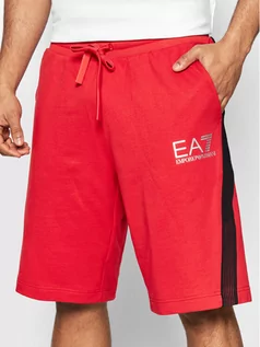 Spodnie sportowe męskie - EA7 Emporio Armani Szorty sportowe 3LPS66 PJ05Z 1451 Czerwony Regular Fit - grafika 1