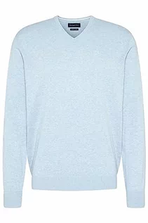 Swetry męskie - bugatti sweter męski z dekoltem w ser, jasnoniebieski-320, L - grafika 1