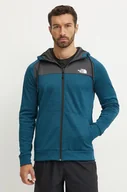 Bluzy męskie - The North Face bluza sportowa Reaxion kolor turkusowy z kapturem wzorzysta NF0A7Z9O7AO1 - miniaturka - grafika 1