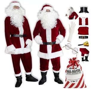 Welurowy Strój Mikołaja Burgund Pełny Zestaw Vip - Stroje karnawałowe - miniaturka - grafika 1