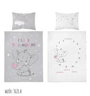 Pościel dla dzieci - Detexpol Pościel bawełniana 90x120 Słonik 3621 A mam już tyle lat miesięcy i dni różowa szara dziecięca Kids 1 - miniaturka - grafika 1