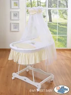 Łóżeczka i kojce - Kosz Mojżesza z baldachimem- Osiołek Lucek kremowy - miniaturka - grafika 1