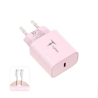 Ładowarki do telefonów - Ładowarka Sieciowa 20W USB-C + Kabel 60W USB-C - USB-C T-PHOX Moderate Series T-PP11 różowe - miniaturka - grafika 1