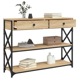 Stolik konsolowy, dąb sonoma, 100x28x75 cm Lumarko! - Konsole i sekretarzyki - miniaturka - grafika 5