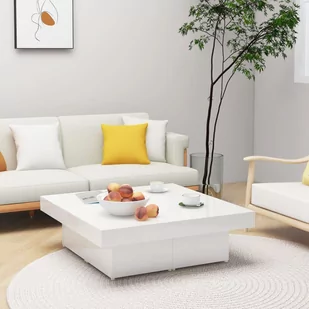 VidaXL Lumarko Stolik kawowy, biały, wysoki połysk, 90x90x28 cm, płyta wiórowa 806918 VidaXL - Ławy i stoliki kawowe - miniaturka - grafika 1