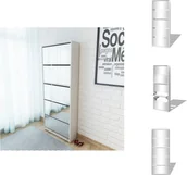 Szafki na buty - vidaXL Szafka na buty z 5 przegrodami z lustrem biała 63×17×169,5 cm - Półki i szafki na buty - miniaturka - grafika 1