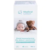 Inne akcesoria do pielęgnacji dzieci - Medical Cotton, płatki kosmetyczne dla dzieci i niemowląt, duże, 100% bawełna, od urodzenia, 90 sztuk - miniaturka - grafika 1
