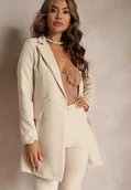Marynarki i żakiety damskie - Jasnobeżowa Marynarka Taliowana Dwurzędowa Swal - miniaturka - grafika 1