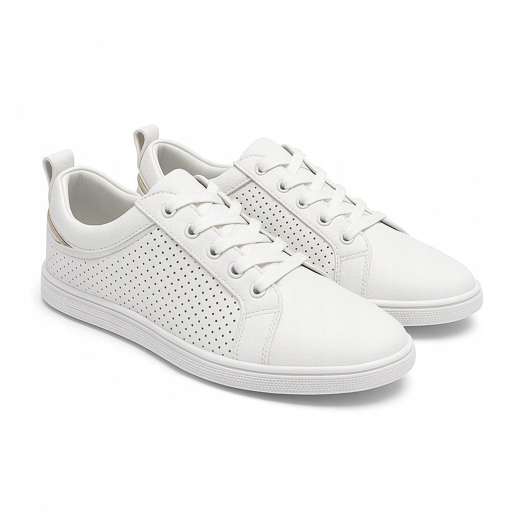 Sneakersy Półbuty Damskie Skóra Białe Lico 38