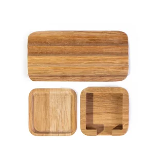 Zestaw akcesorii drewniane organizery organizer biuro drewno dębowe - Przyborniki na biurko - miniaturka - grafika 1