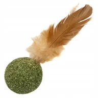 Zabawki dla kotów - KOCIMIĘTKA dla kota do NAUKI ZABAWY Zabawka kulka z piórkami 10cm - miniaturka - grafika 1