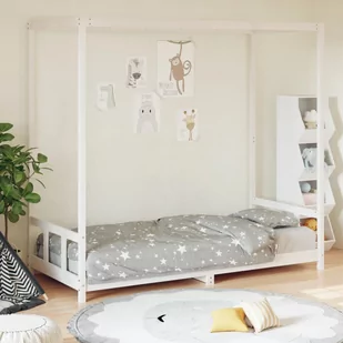 vidaXL Rama łóżka dla dzieci, biała, 90x190 cm, drewno sosnowe - Łóżeczka i kojce - miniaturka - grafika 1