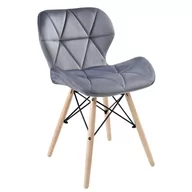 Krzesła - Krzesło do jadalni, welurowe, 48x44x73 cm, jasny szary - miniaturka - grafika 1