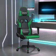 Fotele gamingowe - vidaXL Fotel gamingowy, czarno-zielony, sztuczna skóra - miniaturka - grafika 1