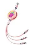 Kable USB - Kabel do ładowania, Jawi, 3w1, różowy - miniaturka - grafika 1