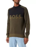 Bluzy męskie - BOSS Męska bluza Knitted, czarna, S - miniaturka - grafika 1
