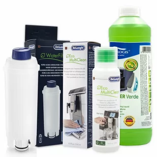 Zestaw Do Delonghi, Filtr DLSC002, Płyn SER3013 250 ml, Aqualogis Verde 750 ml - Akcesoria i części do ekspresów do kawy - miniaturka - grafika 1