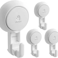 Wieszaki łazienkowe - Zestaw 4 plastikowych haczyków z przyssawkami, nowy mocny haczyk ścienny z przyssawką, wieszak na ręczniki, szlafrok, wianek, przyssawka, ściereczka, - miniaturka - grafika 1