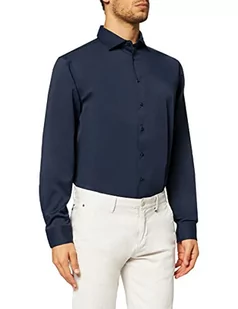 Seidensticker Męska koszula biznesowa, bez prasowania, o prostym kroju, krój regular fit, długi rękaw, kołnierz kent, mieszanka syntetyczna, granatowy, 41 - Koszule męskie - miniaturka - grafika 1