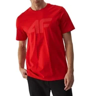 Koszulki męskie - Koszulka męska t-shirt bawełniany 4F czerwony regular okrągły dekolt L - miniaturka - grafika 1