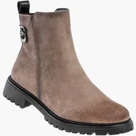 Botki damskie - Botki Damskie Buty Na Zamek Ocieplane Na Zimę Khaki Potocki 25-19314KH 38 Khaki - miniaturka - grafika 1