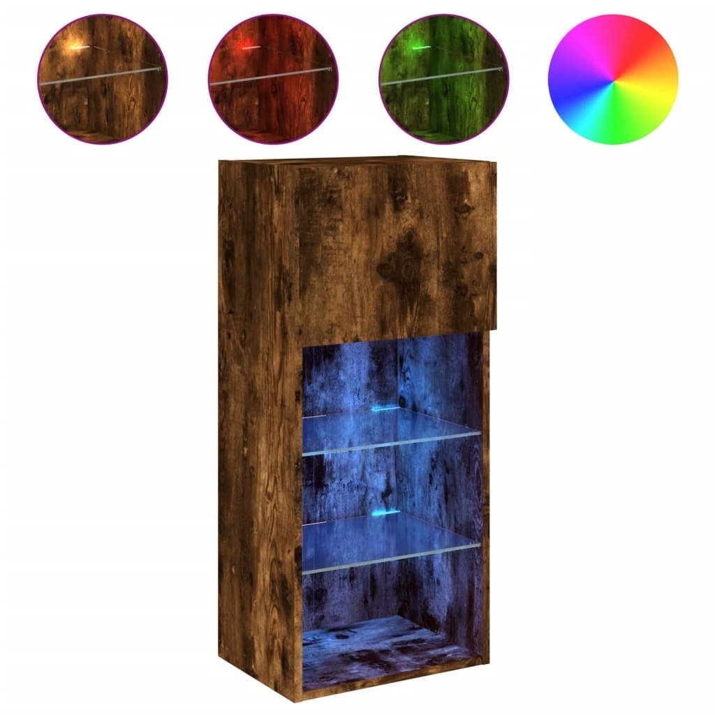 vidaXL Szafka pod TV z oświetleniem LED dąb wędzony 40,5x30x90 cm