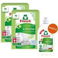 Środki do zmywarek - Zestaw Frosch, tabletki do zmywarek, Classic, limonkowe, 2 x 70 sztuk + płyn do mycia naczyń, migdałowy, 500 ml gratis - miniaturka - grafika 1