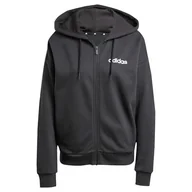 Bluzy damskie - adidas Damska bluza z kapturem ESSENTIALS LINEAR FULL ZIP FRENCH TERRY XXL czarny/biały - miniaturka - grafika 1