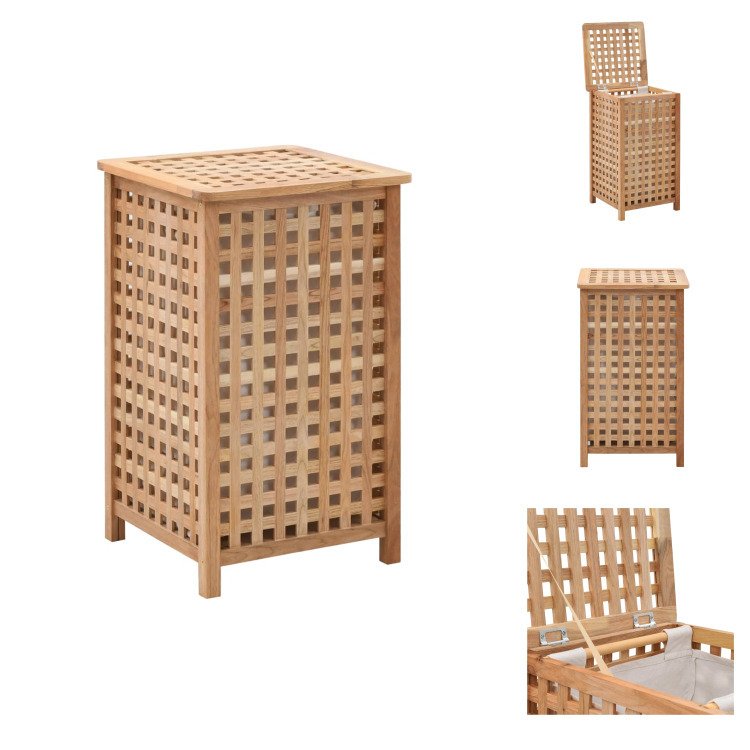 vidaXL Kosz na pranie 39x39x65 cm lite drewno orzechowe - Kosze na pranie